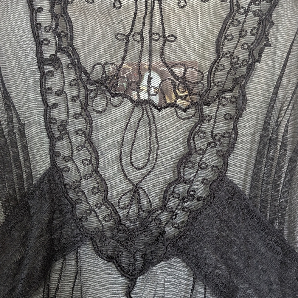 Black Lace And Sheer Midi Dress